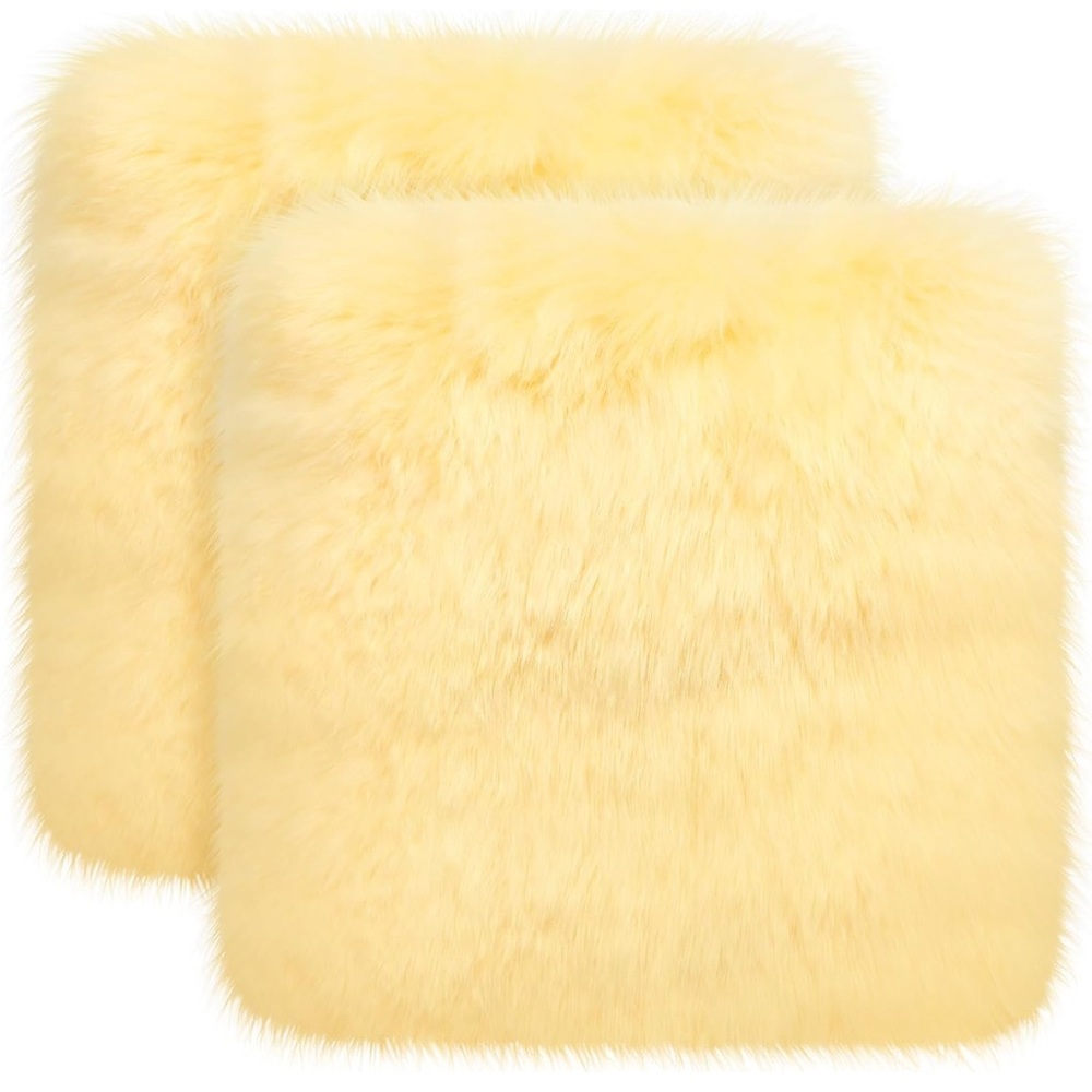2 Pcs Natural Sheepskin w Non-Slip Back Wool Seat Pad 17 in x 17 NWOT🏷️